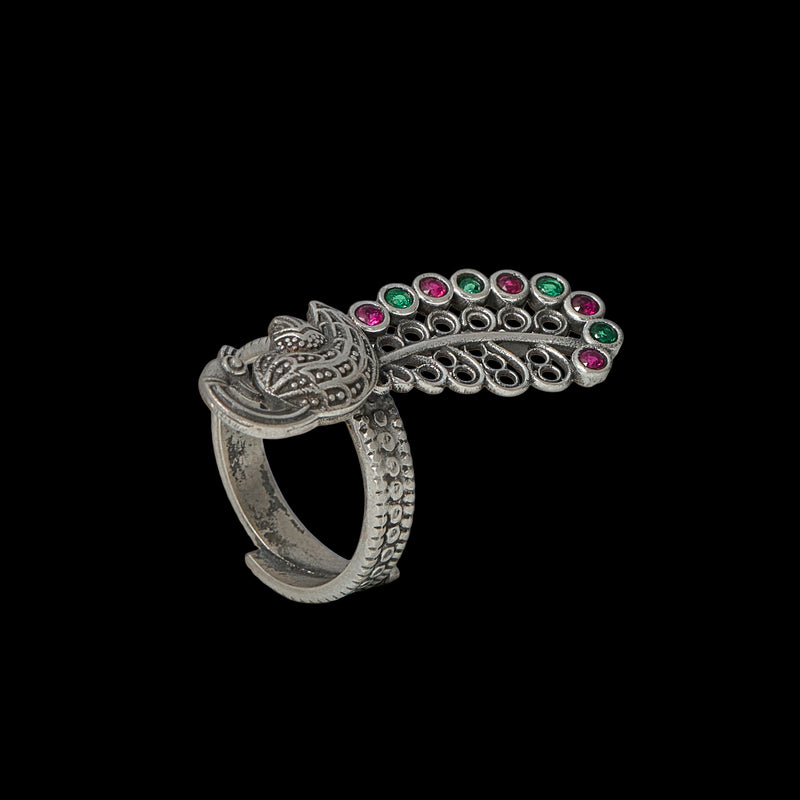 Ruby Emerald Peacock Ring
