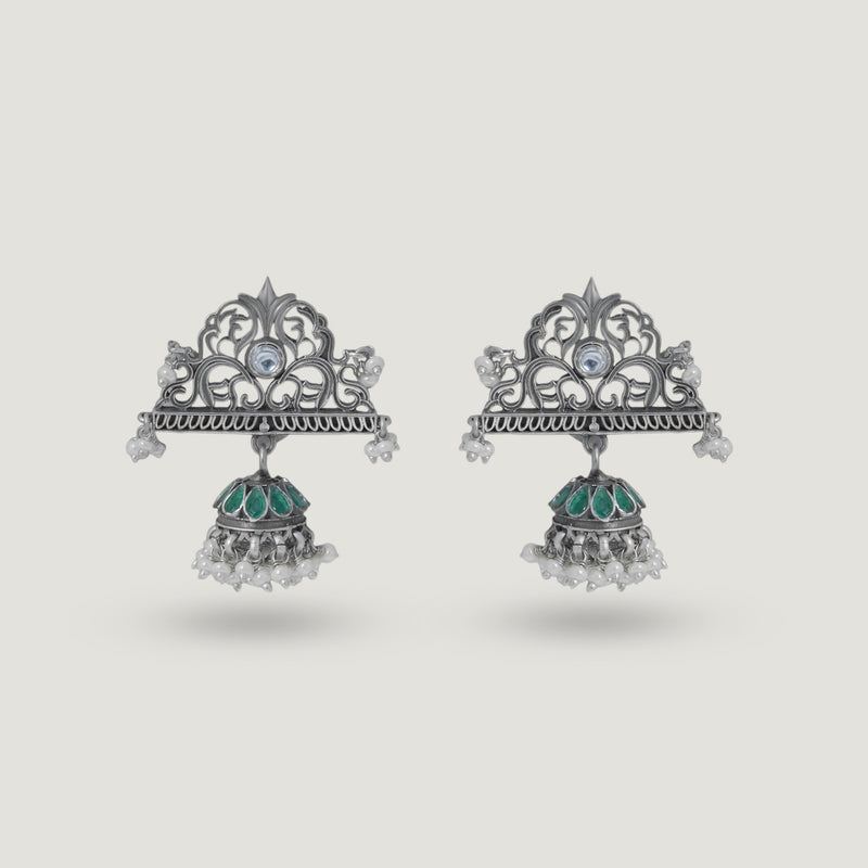 Mukut Panna Jhumka Earrings
