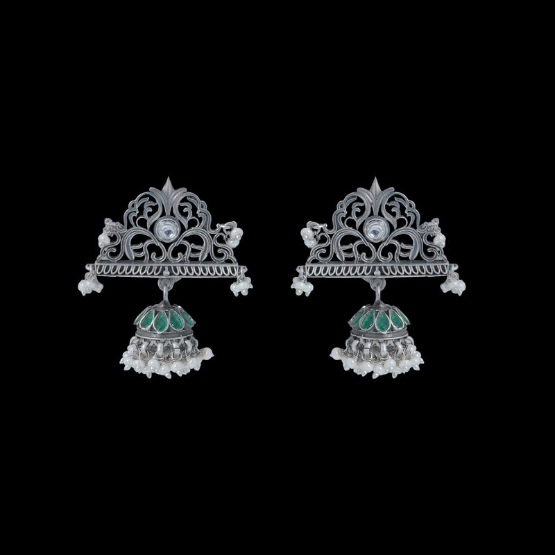 Mukut Panna Jhumka Earrings