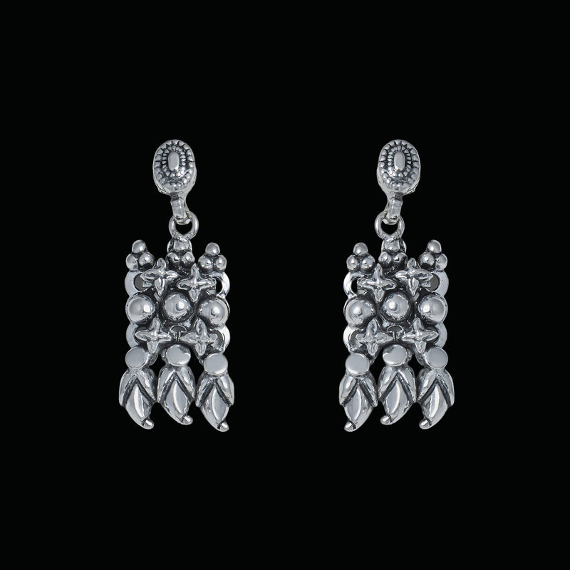 Tri-Bloom Leaf Drop Earrings
