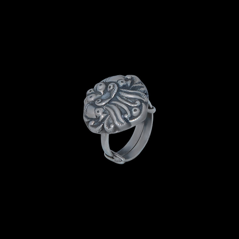 Antique Floral Swirl Adjustable Ring