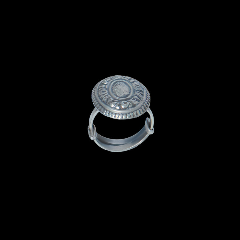 Textured Medallion Adjustable Ring