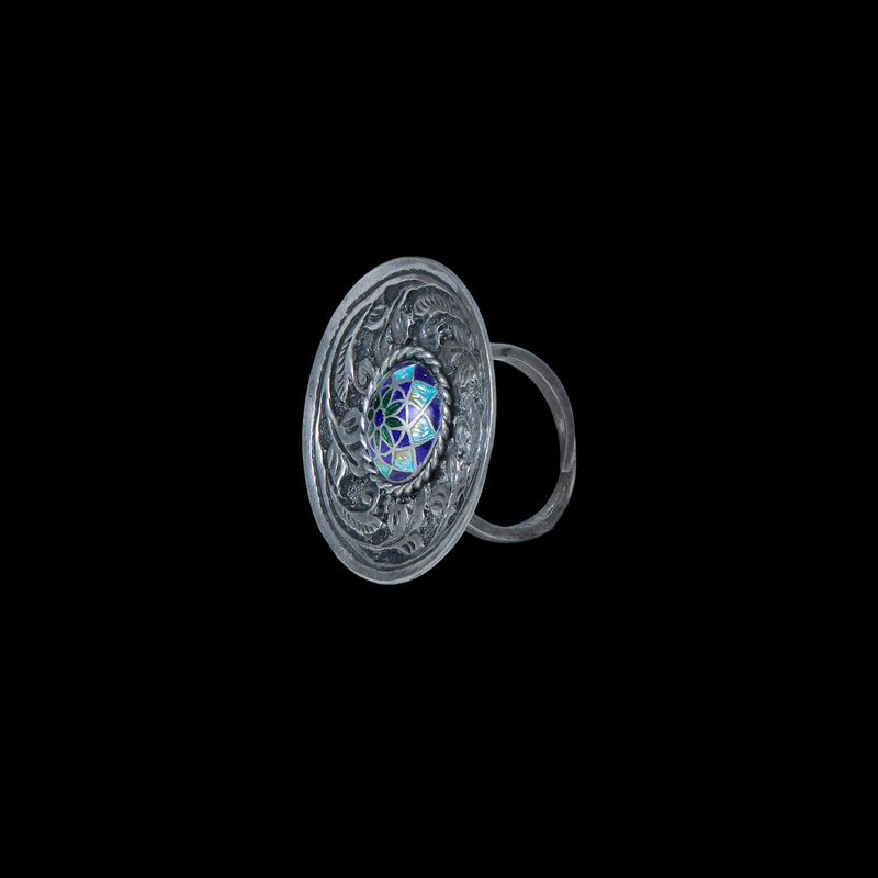 Mosaic Enamel Statement Ring