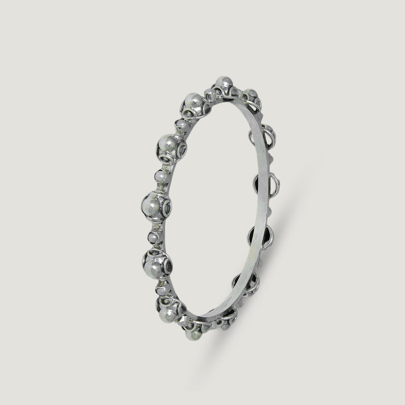 Silver Beaded Cluster Bangle
