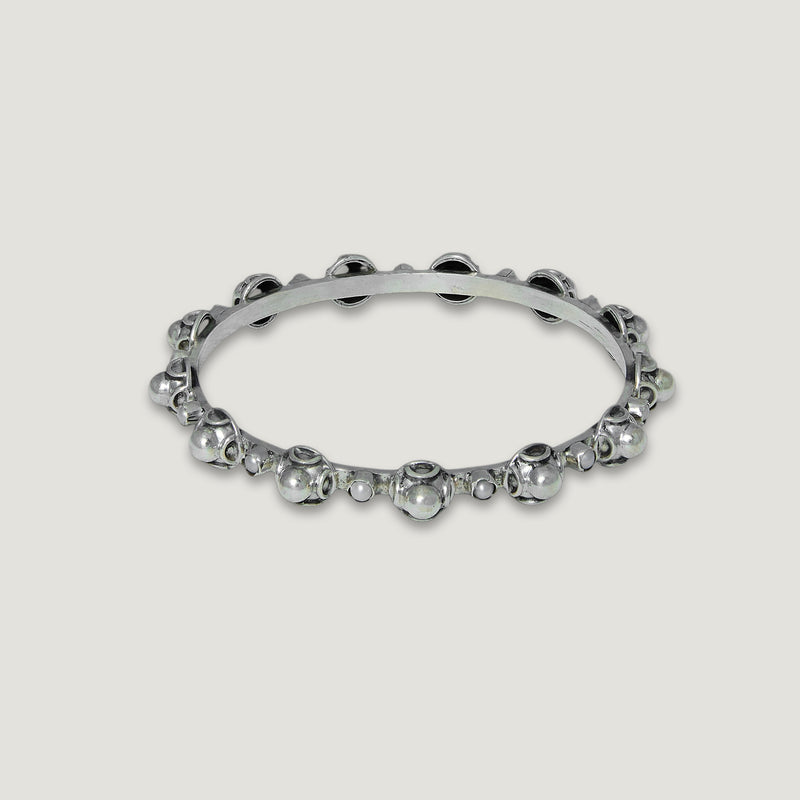 Silver Beaded Cluster Bangle