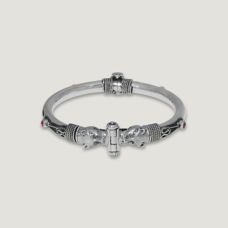 Singa-Mukha Silver Bangle