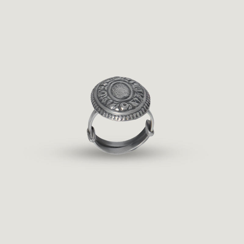 Textured Medallion Adjustable Ring