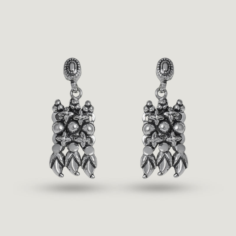 Tri-Bloom Leaf Drop Earrings